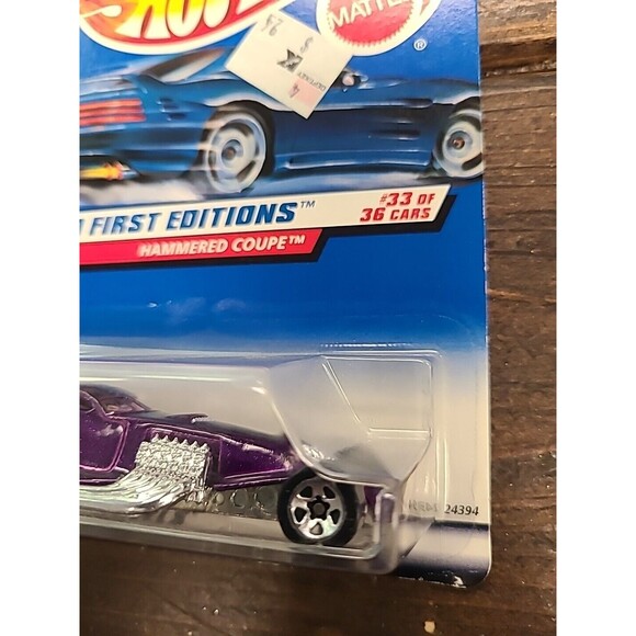 Vintage NOS NEW  2000 First Editions Hot Wheels Hammered Coupe #093 Purple - Picture 4 of 7